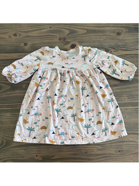 Viverano Baby Dress 18-24M Organic Cotton Pink Dino Print